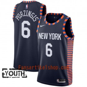 New York Knicks Trikot Kristaps Porzingis 6 2018-19 Nike City Edition Navy Swingman - Kinder